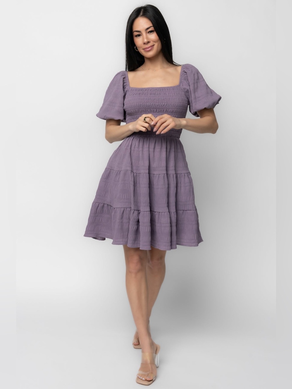 NWT Baltic Born Daze Smocked Dress Dusty Lavender Short Tiered M Medium